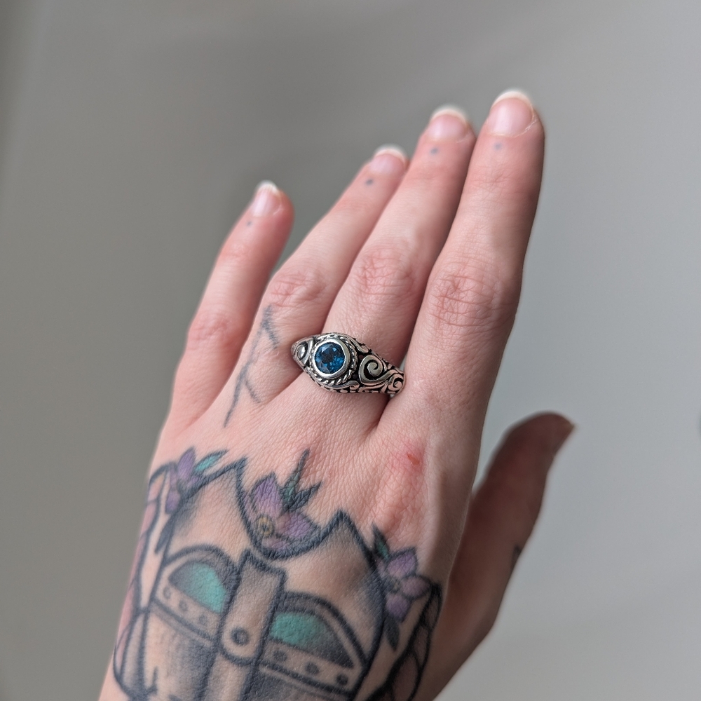 Blue topaz sterling silver 925 ring size 7